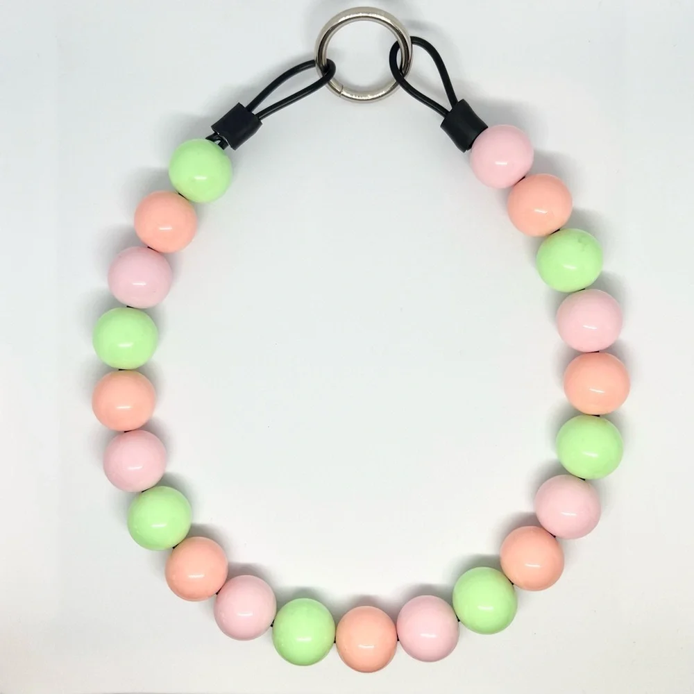 Watermelon Pink & Seafoam Green Beaded Dog Collar Necklace Size Medium